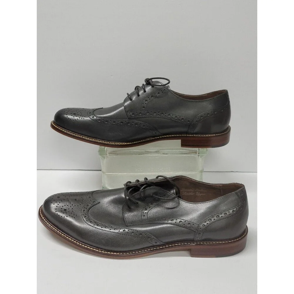 Joseph Abboud Gray  Leather Oxford Dress Shoes Adult Size 12 Mens
